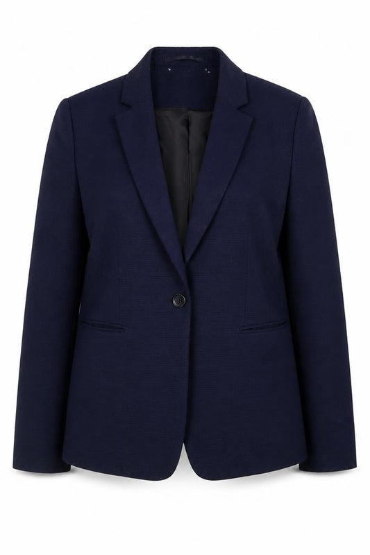 Reiss Women's Blue Wool Blend Slim Fit Blazer UK 12