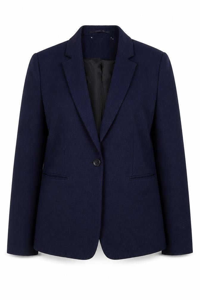 Reiss Women's Blue Wool Blend Slim Fit Blazer UK 12