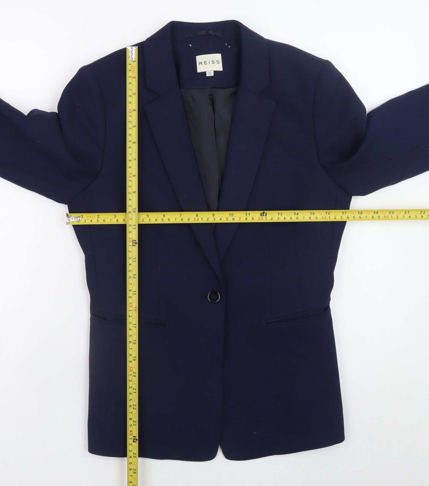 Reiss Women's Blue Wool Blend Slim Fit Blazer UK 12