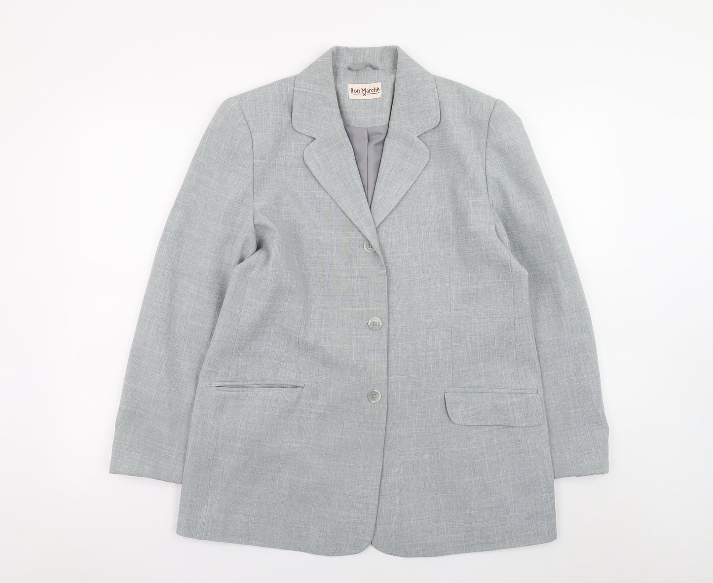 Bon Marché Women Grey Size 14 Blazer Jacket Classic Formal