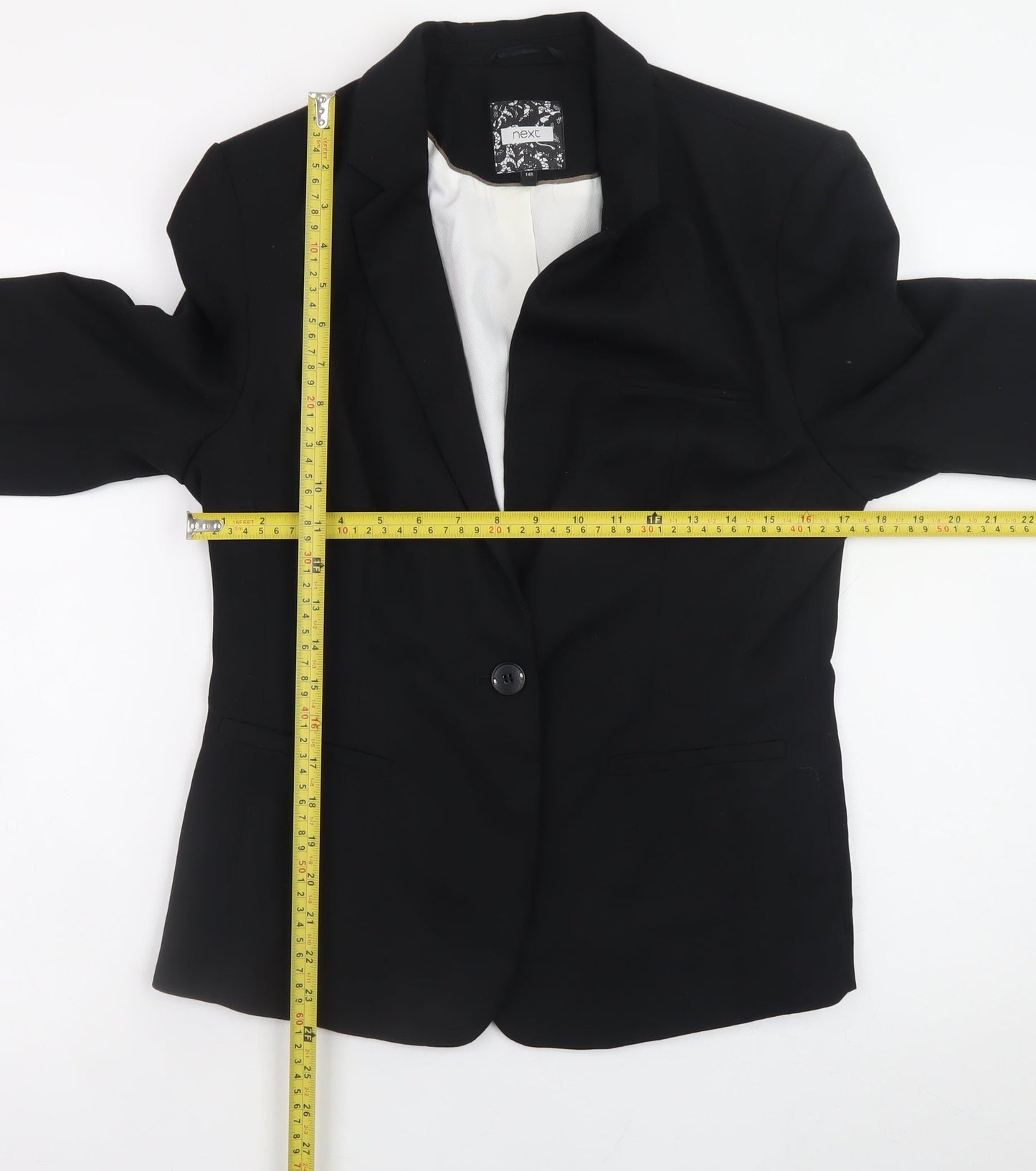 Next Women's Black Blazer UK 14 Classic Lined Work Jacket