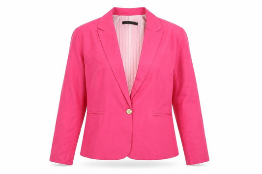 Zara Women Pink Cotton Blazer Jacket Size 12 Classic Style