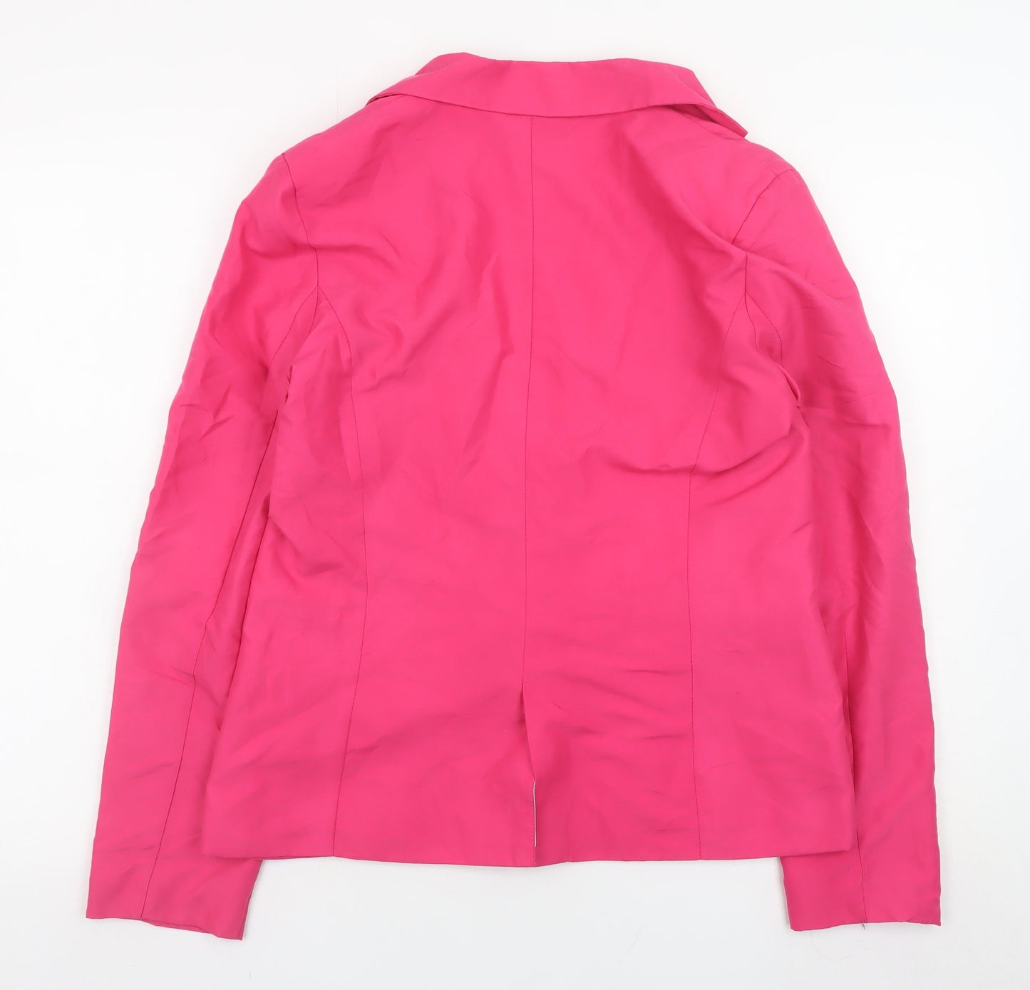 Zara Women Pink Cotton Blazer Jacket Size 12 Classic Style