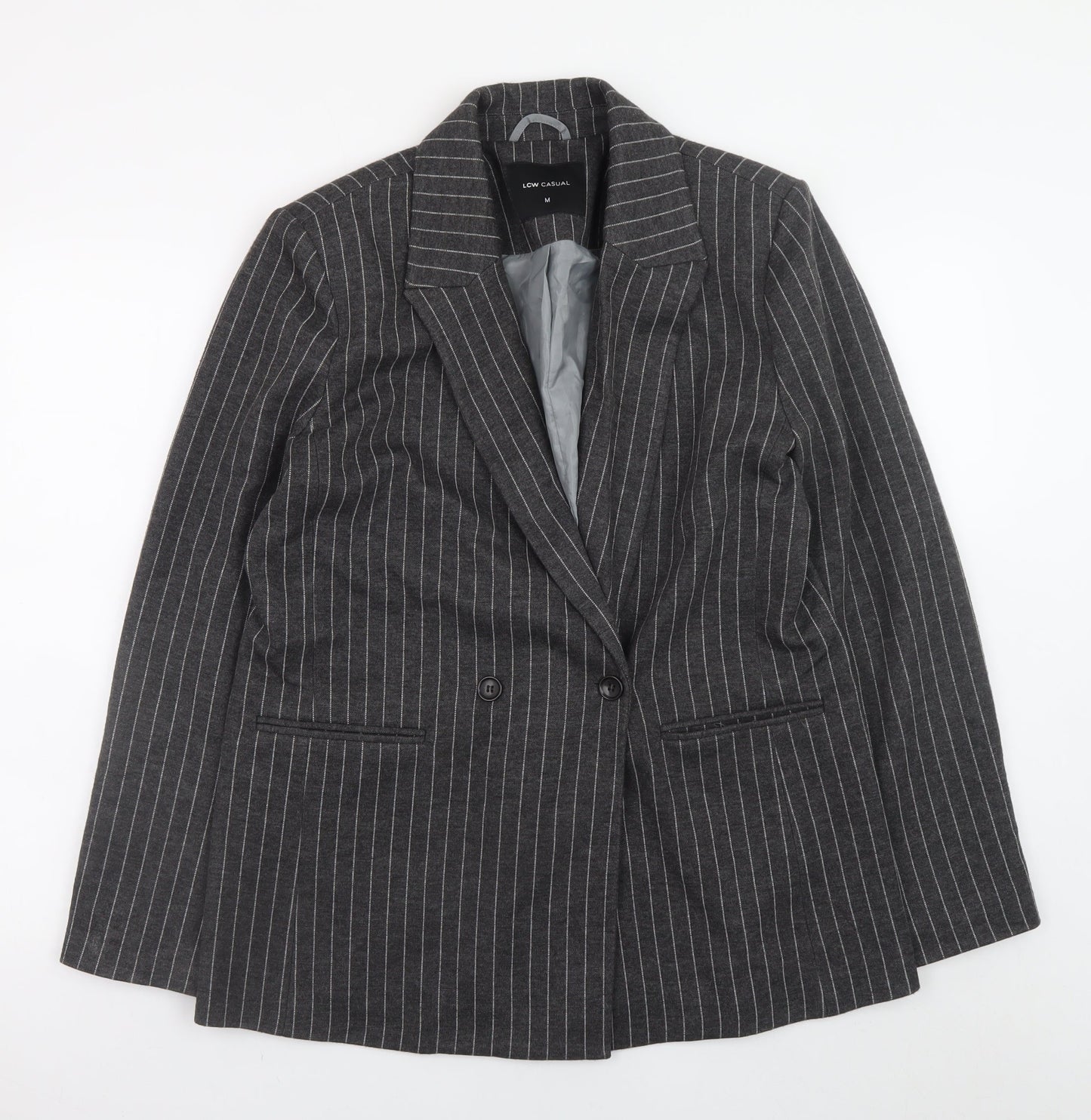 LCW Casual Women's Grey Pinstripe Blazer M Business Style