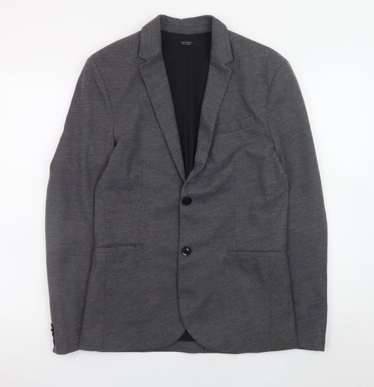 Zara Women Grey Blazer Jacket Size 8 Regular Fit