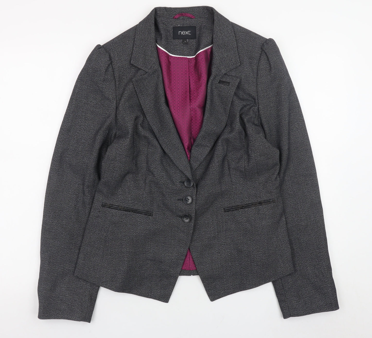 Next Women’s Grey Blazer Jacket Size 10 Lined Polyester Viscose Workwear