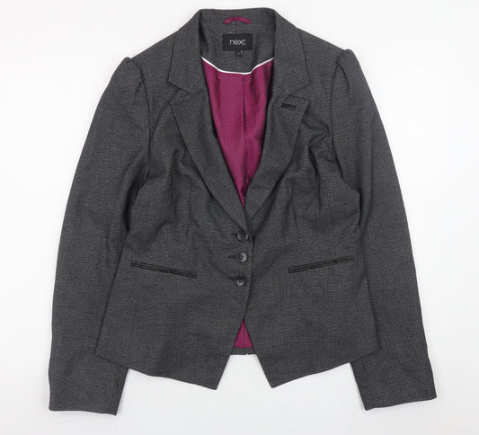 Next Women’s Grey Blazer Jacket Size 10 Lined Polyester Viscose Workwear