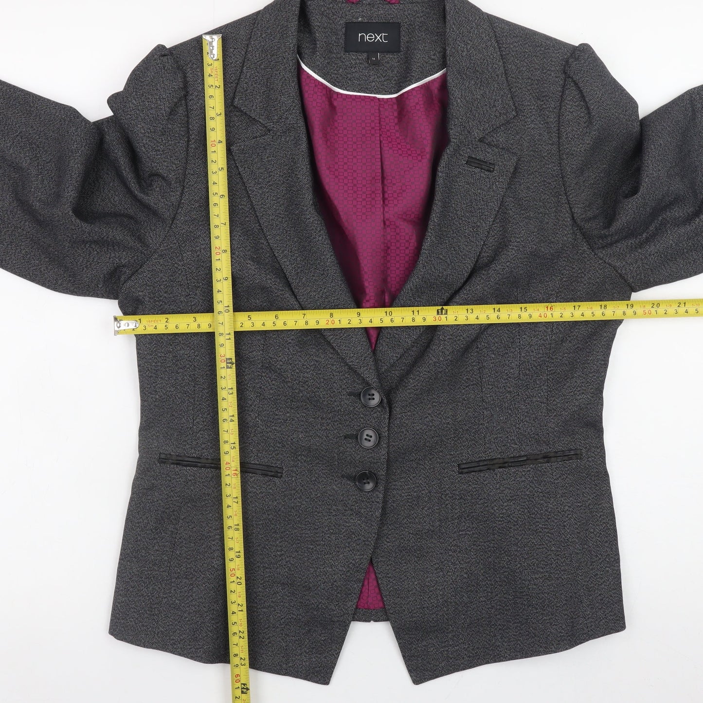 Next Women’s Grey Blazer Jacket Size 10 Lined Polyester Viscose Workwear