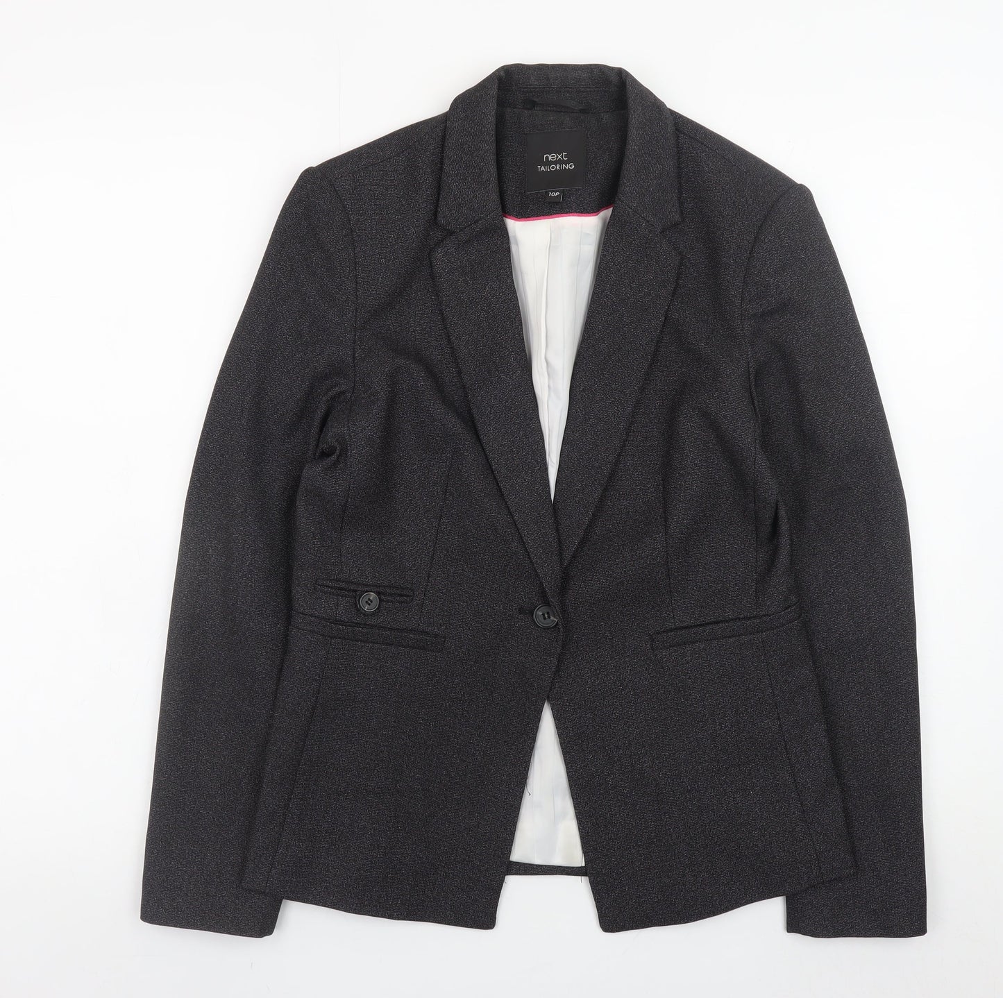 Next Women Black Tailored Blazer Jacket Size 10 Classic Wool Look