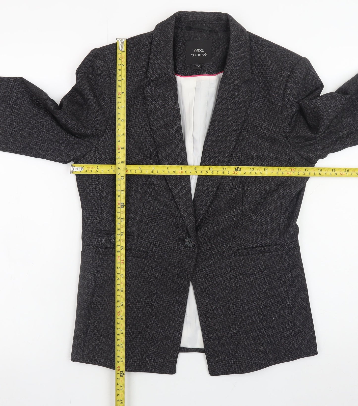 Next Women Black Tailored Blazer Jacket Size 10 Classic Wool Look