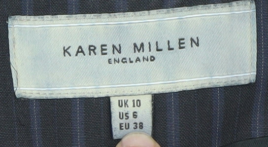 Karen Millen Women's Black Pinstripe Wool Blend Blazer UK 10