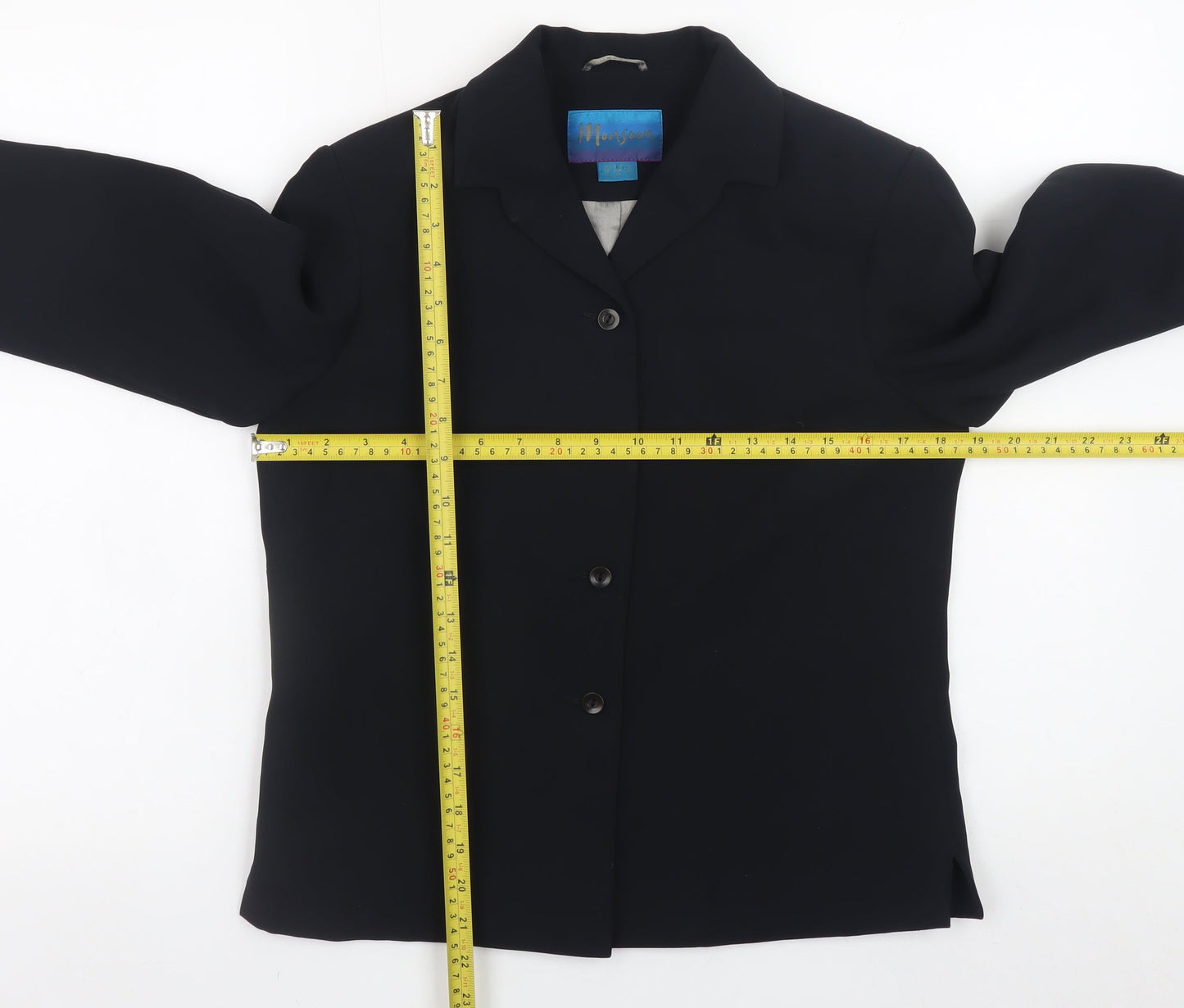 Monsoon Women’s Black Blazer Size 14 Classic Buttoned Jacket