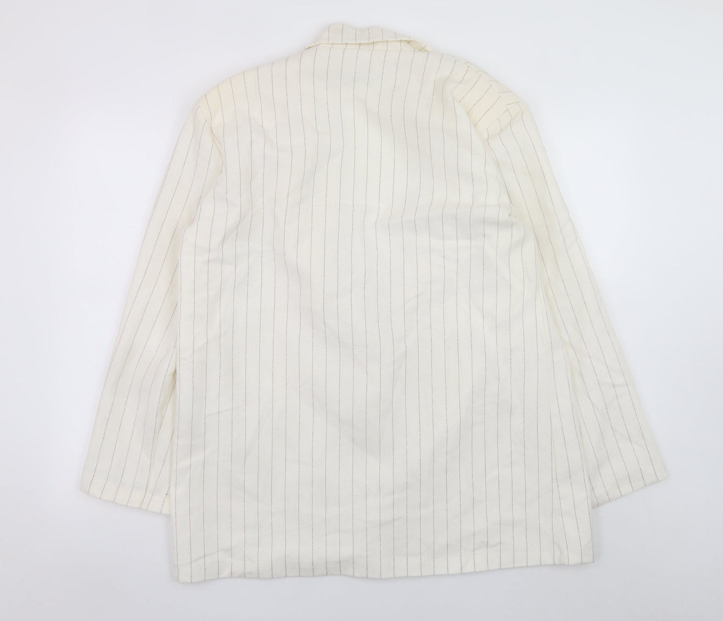 Boohoo Women’s Ivory Pinstripe Blazer UK 10 Single-Breasted Jacket