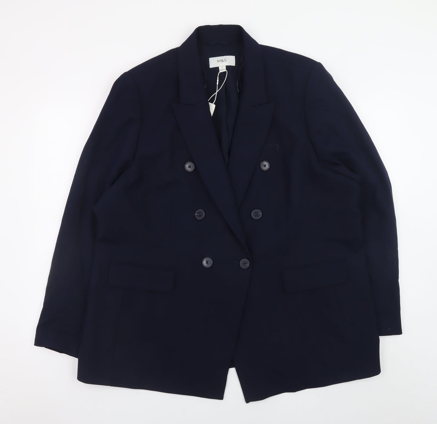 Marks and Spencer Womens Blue Size 22 Double Breasted Blazer Jacket