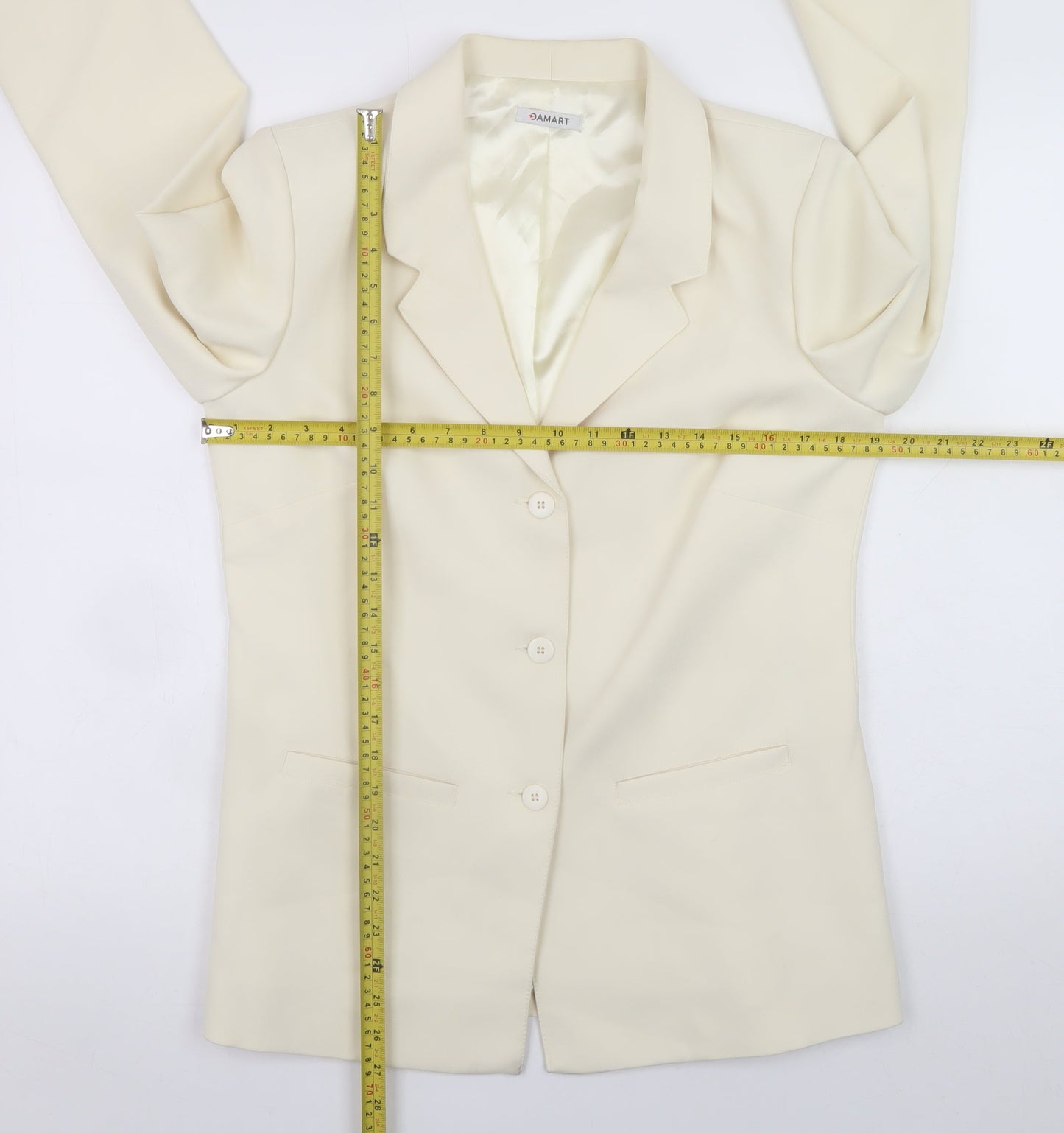 Damart Women’s Ivory Polyester Lined Blazer Size 12