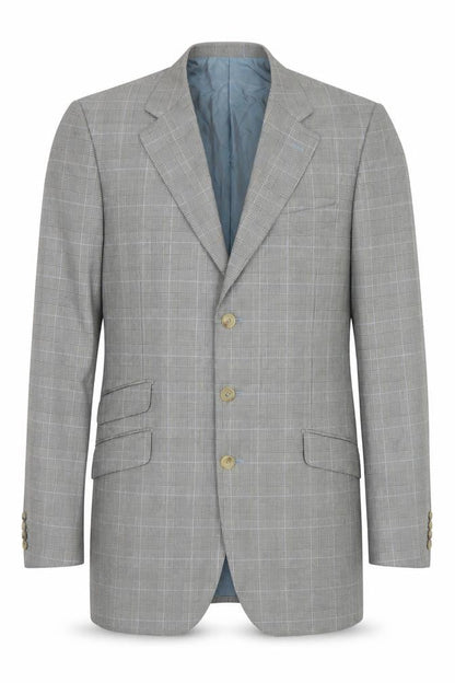 Pal Zileri Men's Grey Checked Wool Blazer Jacket Size 52 Regular