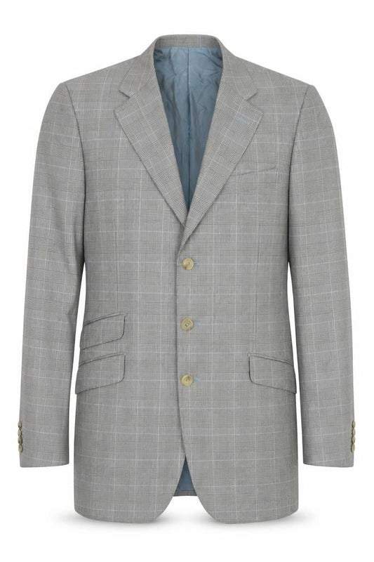 Pal Zileri Men's Grey Checked Wool Blazer Jacket Size 52 Regular