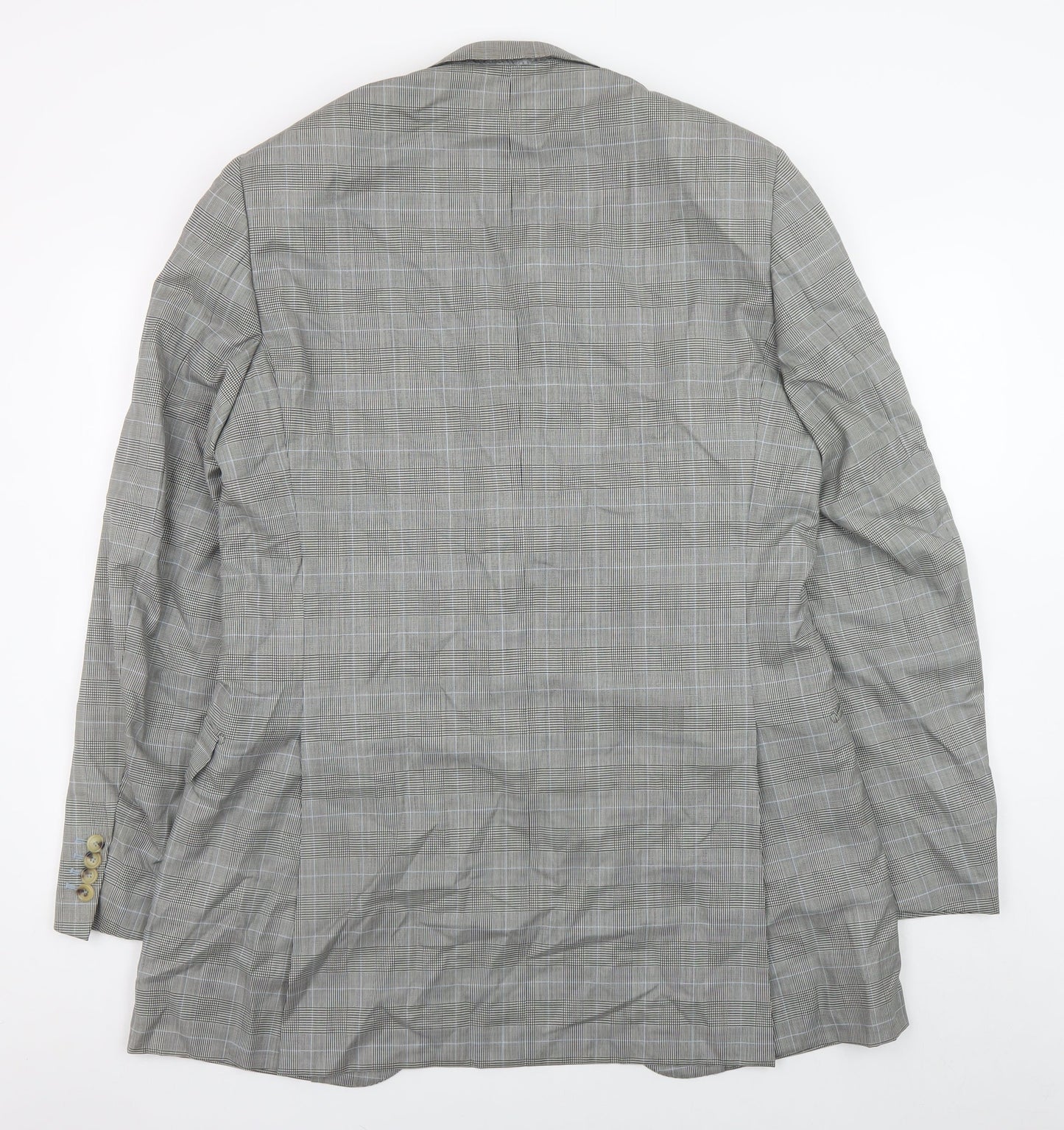 Pal Zileri Men's Grey Checked Wool Blazer Jacket Size 52 Regular