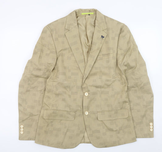 Solly Sport Men's Beige Check Slim Fit Blazer 36R Wimbledon Cotton