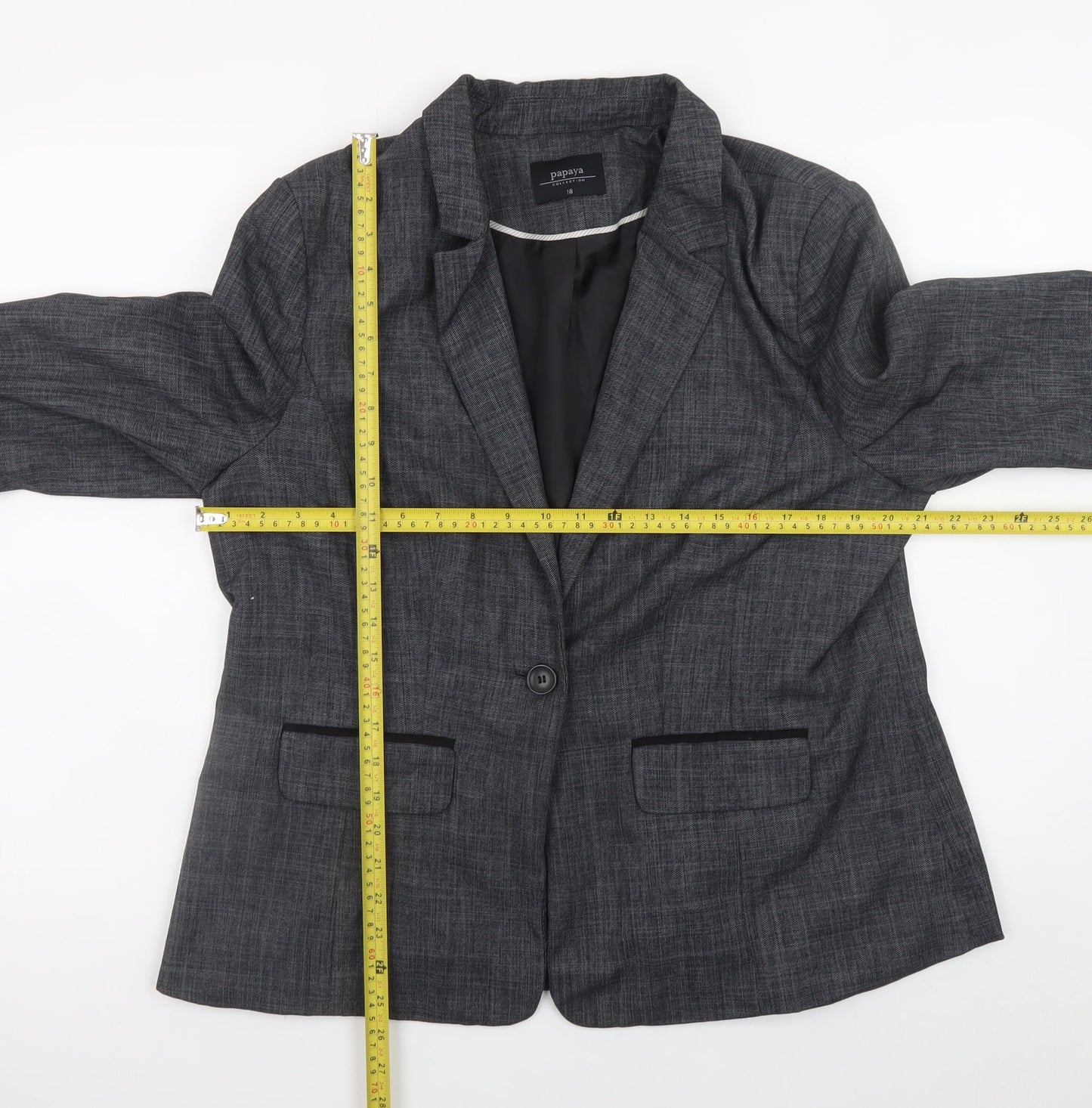 Papaya Women's Grey Check Blazer Jacket Size 18 Smart Workwear