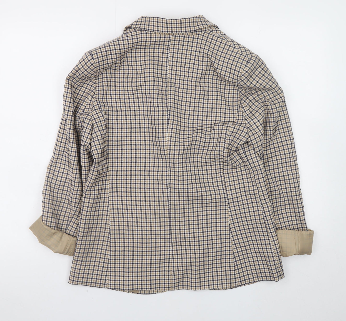 La Redoute Women Beige Check Blazer Size 10 Lined Single-Breasted Jacket