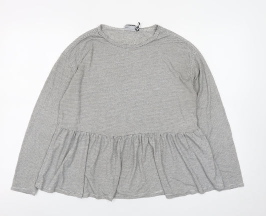 ASOS DESIGN Womens Grey Striped Tunic Blouse UK 10 Long Sleeve