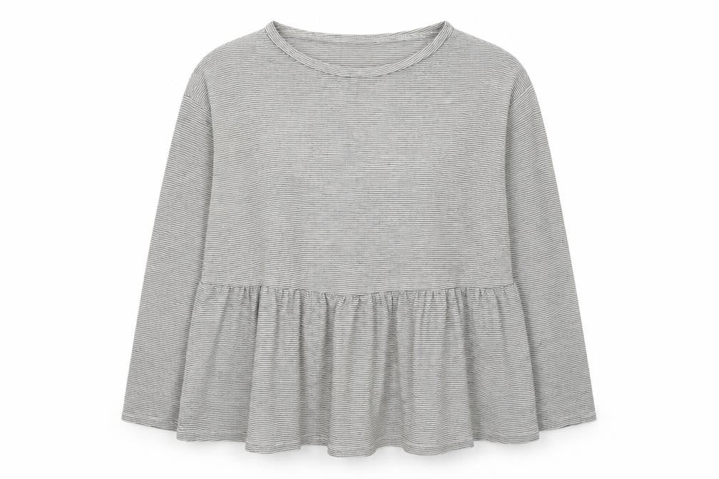 ASOS DESIGN Womens Grey Striped Tunic Blouse UK 10 Long Sleeve