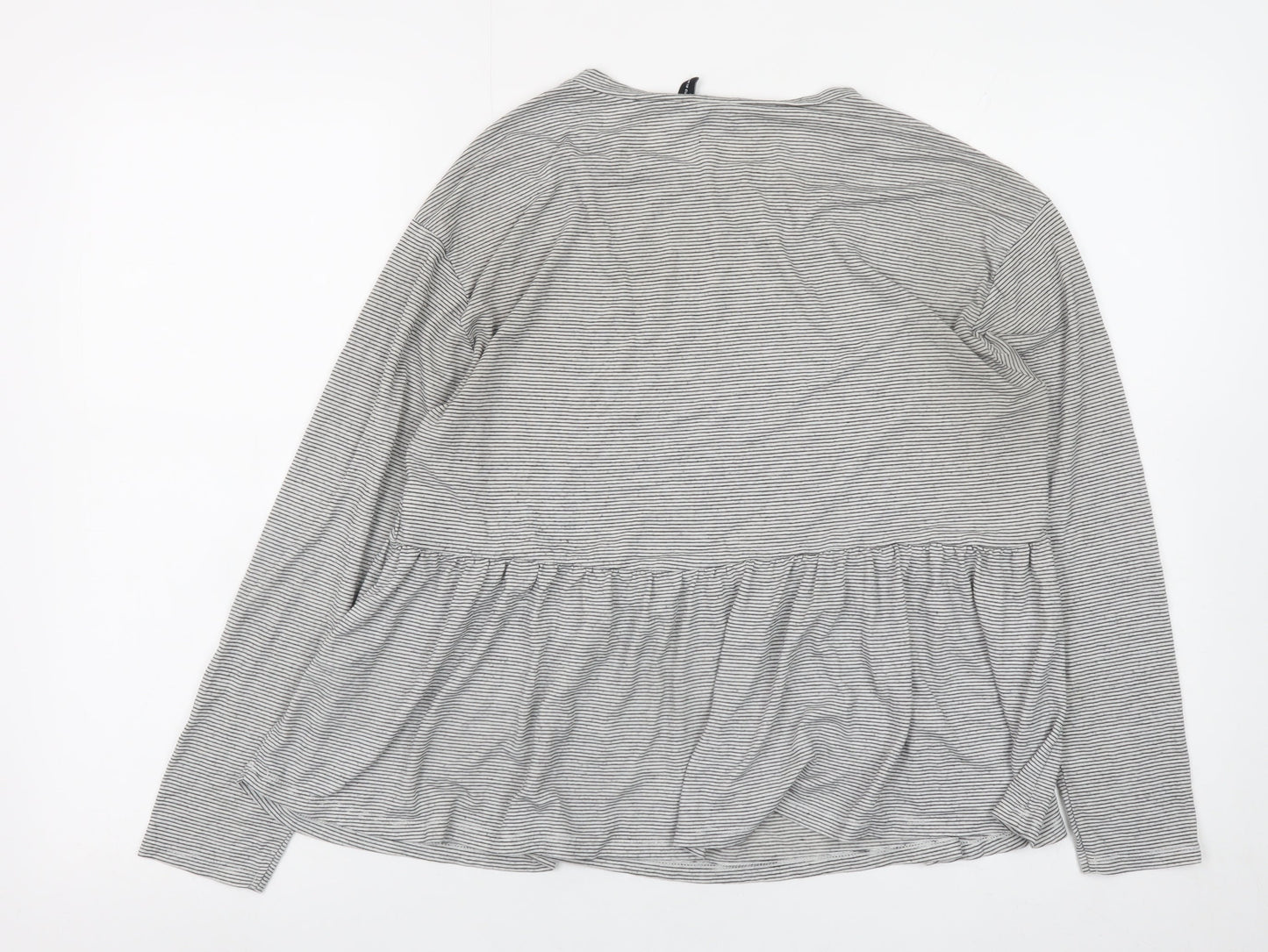 ASOS DESIGN Womens Grey Striped Tunic Blouse UK 10 Long Sleeve