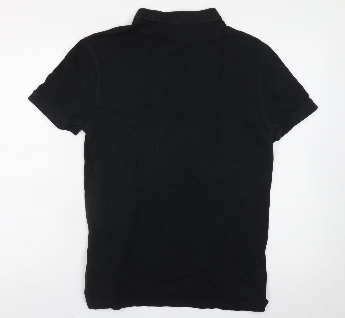 AllSaints Men's Black Cotton Polo Shirt Small Classic Fit