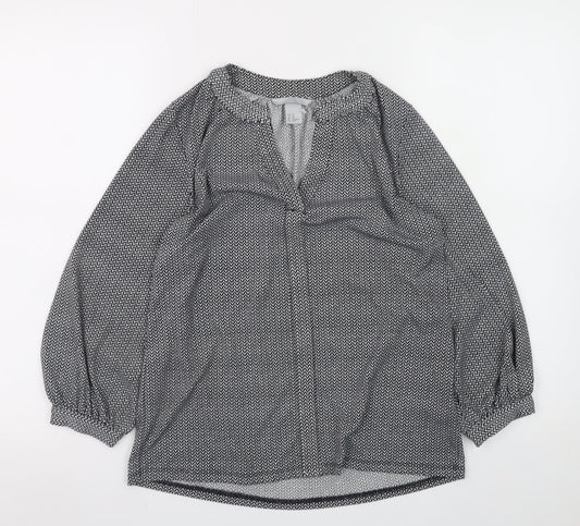 H&M Womens Black Geometric Tunic Blouse Size XS Long Sleeve