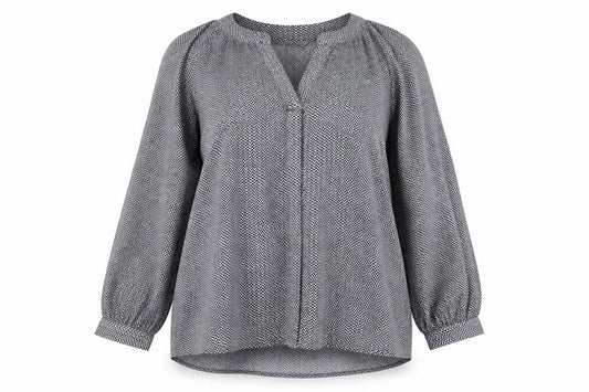 H&M Womens Black Geometric Tunic Blouse Size XS Long Sleeve
