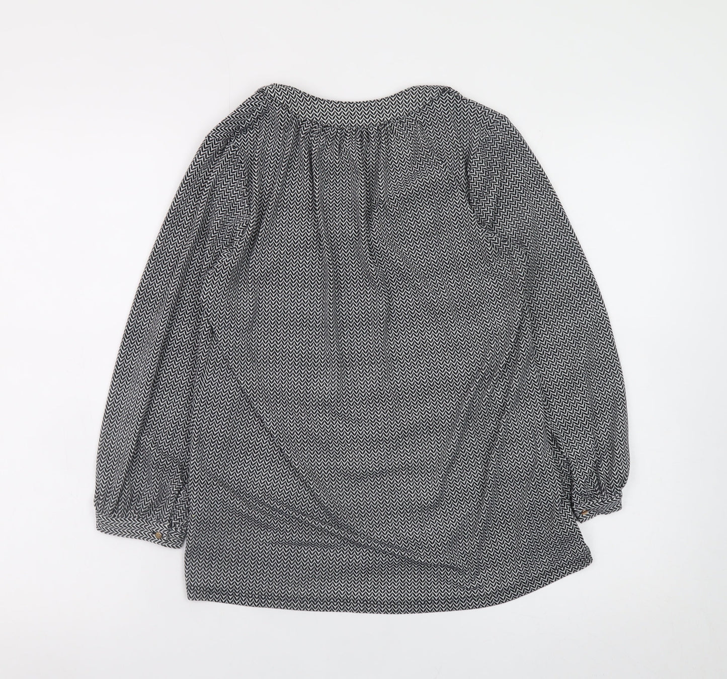 H&M Womens Black Geometric Tunic Blouse Size XS Long Sleeve