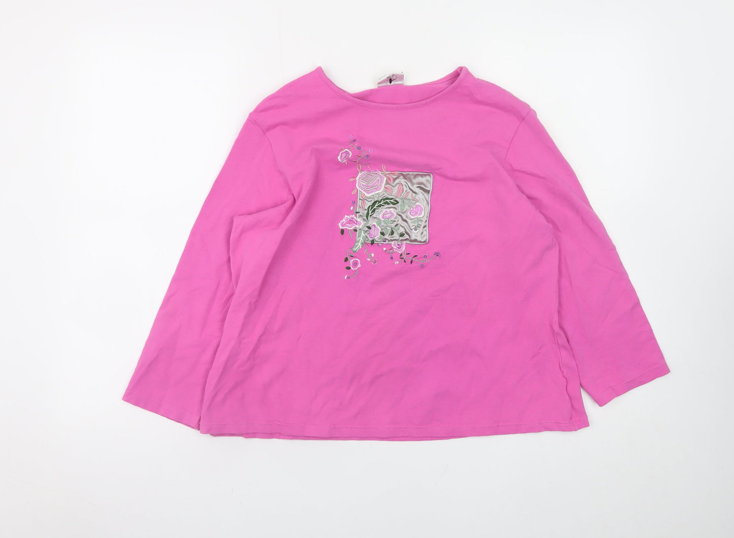 Next Girls Pink Long Sleeve Embroidered Floral Cotton T-Shirt Size 20