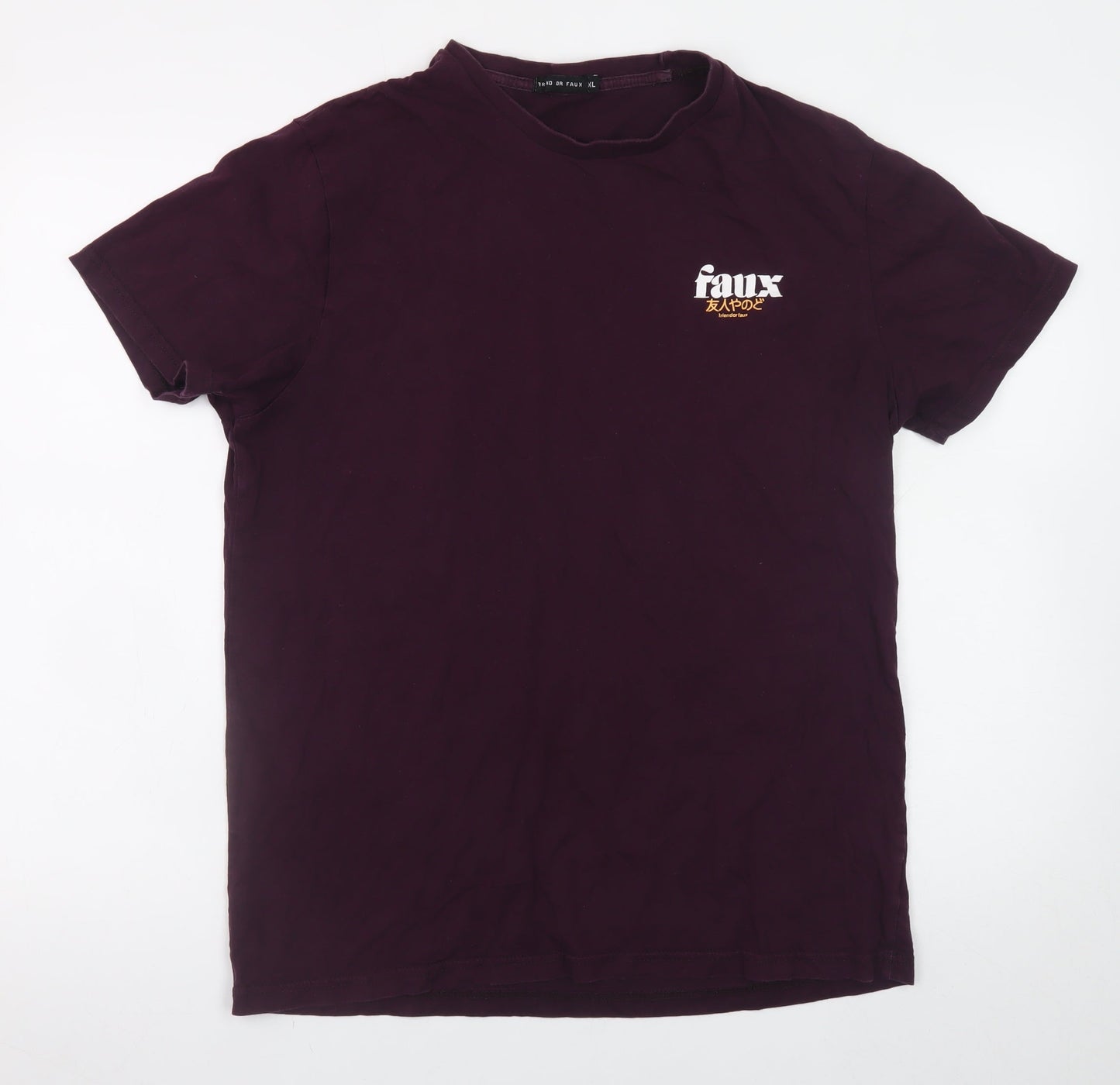 Friend or Faux Men's Purple Graphic Print XL Cotton T-Shirt