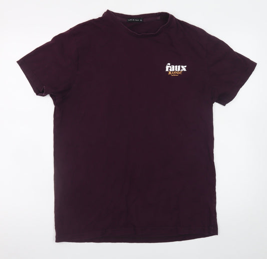 Friend or Faux Men's Purple Graphic Print XL Cotton T-Shirt
