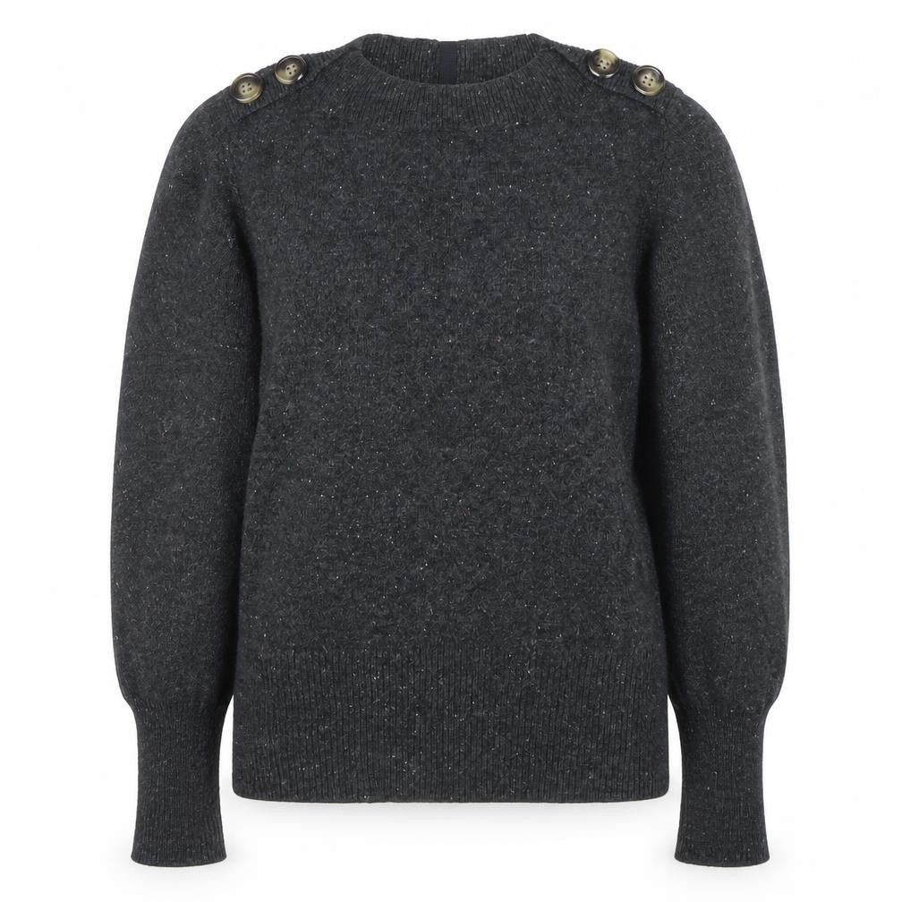 Per Una Womens Grey Wool Blend Button Shoulder Jumper Size 14
