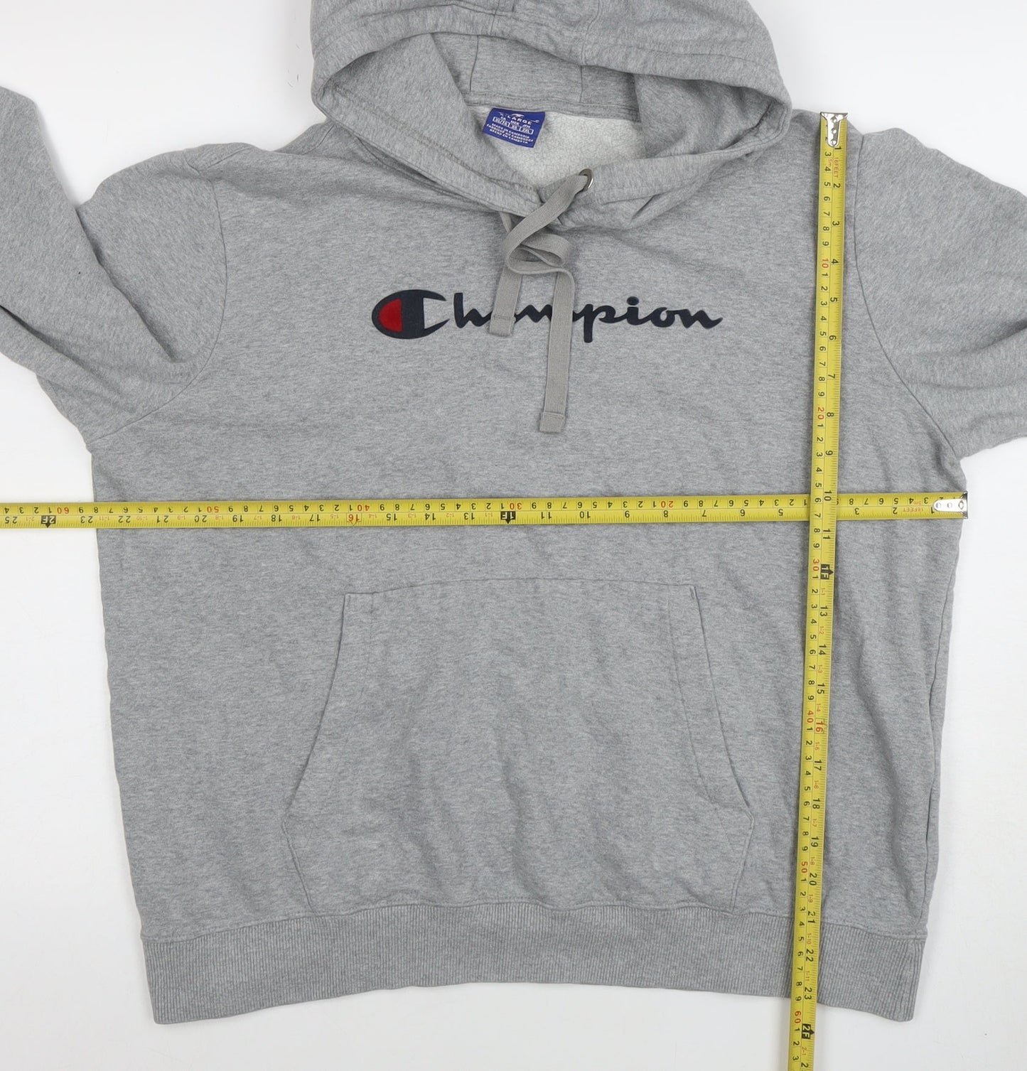 Champion Men's Grey XL Pullover Hoodie with Logo