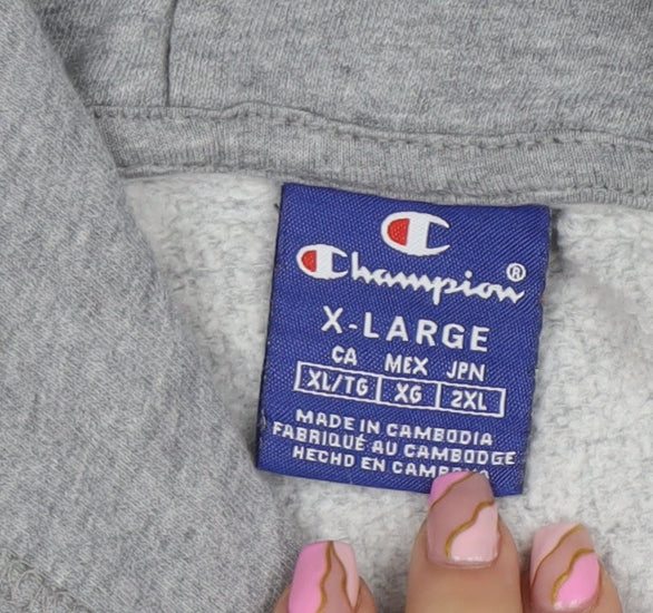Champion Men's Grey XL Pullover Hoodie with Logo