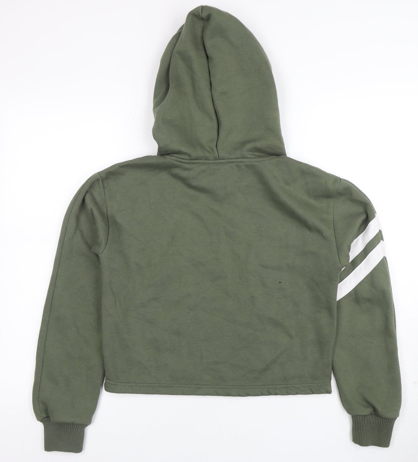 Pindydoll Women's Khaki Green Cropped Hoodie Size 8 Cotton Blend