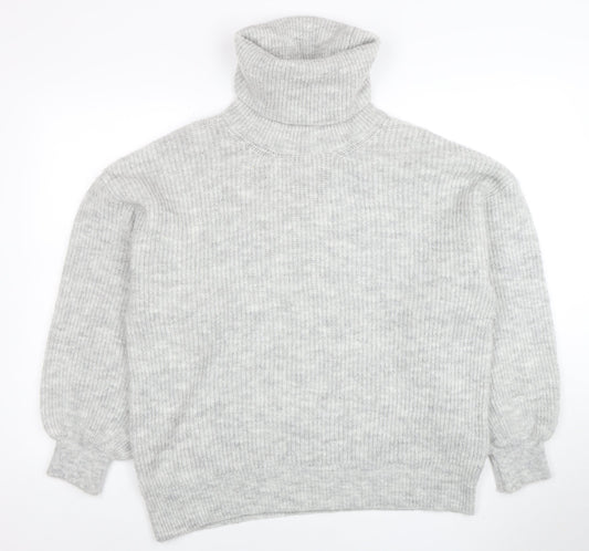 Gallery Women Grey Roll Neck Long Sleeve Pullover Jumper Size L