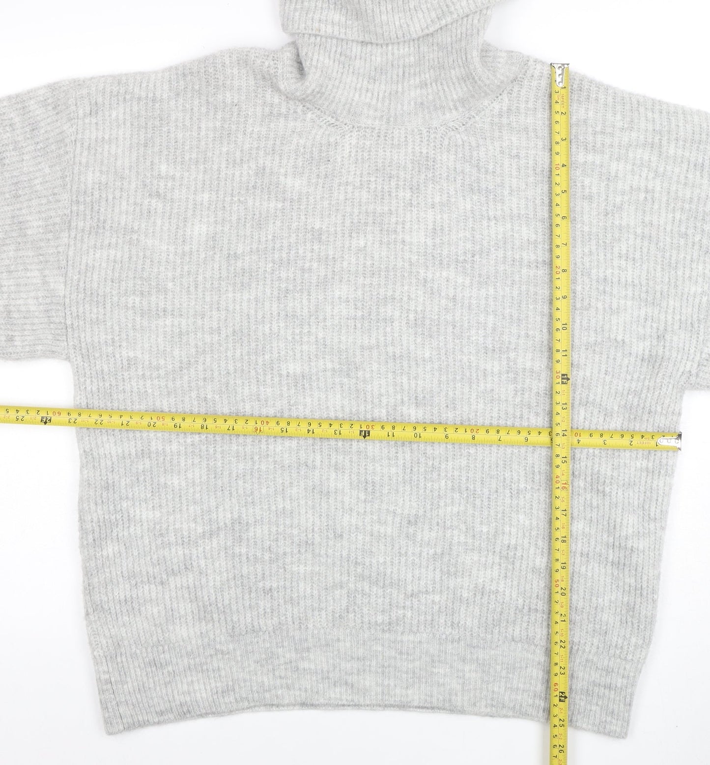 Gallery Women Grey Roll Neck Long Sleeve Pullover Jumper Size L