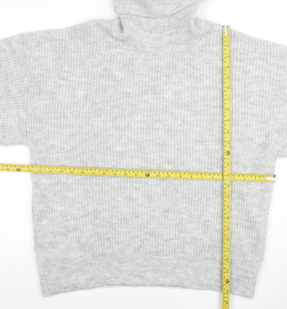 Back view of Gallery Women Grey Roll Neck Long Sleeve jumper, size L