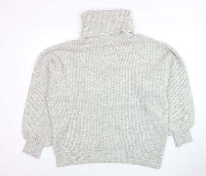 Close-up detail of Gallery Women Grey Roll Neck Long Sleeve jumper, size L