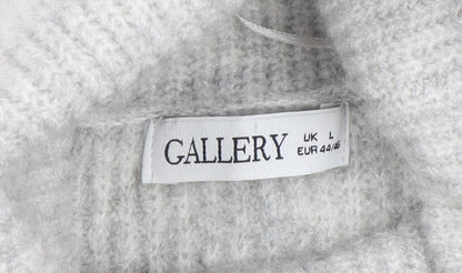 Brand and care label for Gallery Women Grey Roll Neck Long Sleeve jumper, size L