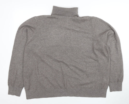 Marks and Spencer Womens Grey Roll Neck Long Sleeve Classic Jumper XL