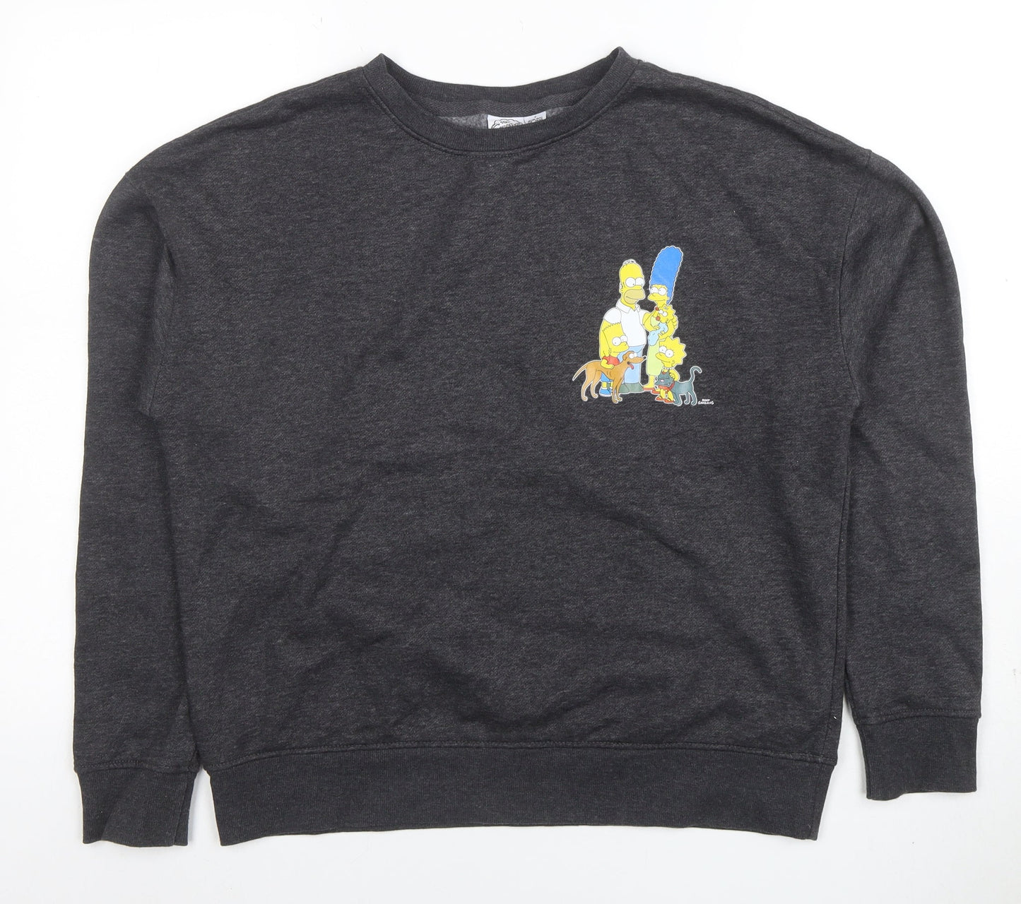 The Simpsons Men's Dark Grey Sweatshirt S Graphic Crew Neck Pullover