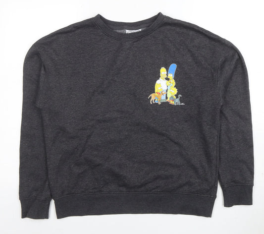 Preloved The Simpsons Men's Dark Grey Sweatshirt S Graphic Crew Neck Pullover - Front