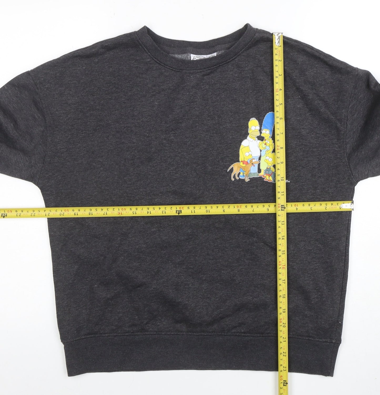 The Simpsons Men's Dark Grey Sweatshirt S Graphic Crew Neck Pullover