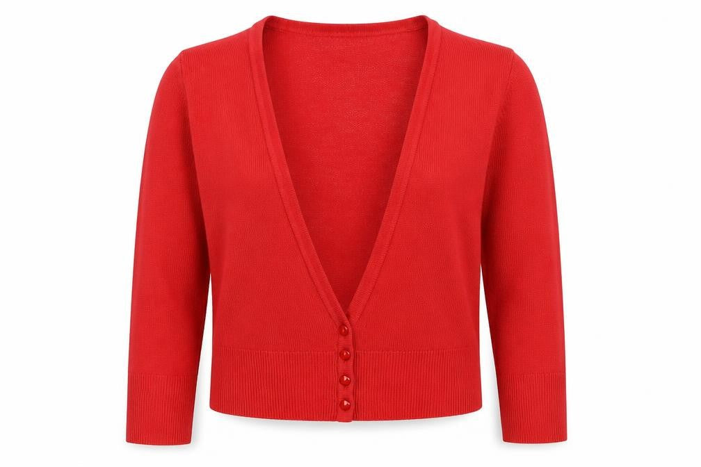 F&F Women's Red Acrylic Button Cardigan Size 10
