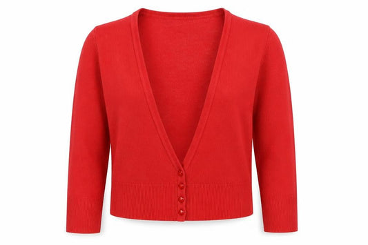 F&F Women's Red Acrylic Button Cardigan Size 10